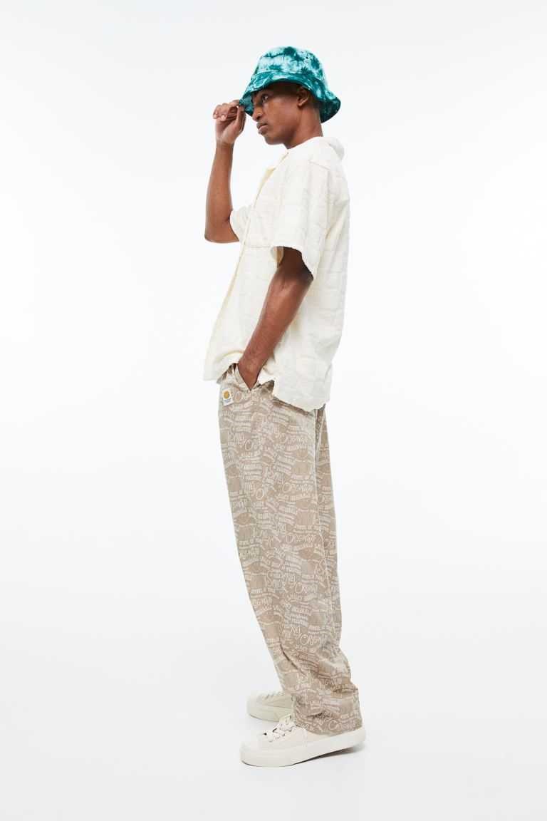 H&M Relaxed Fit Patterned Cotton Pants Men\'s Sleepwear & Loungewear Light Blue/Snoopy | REDGWNF-78
