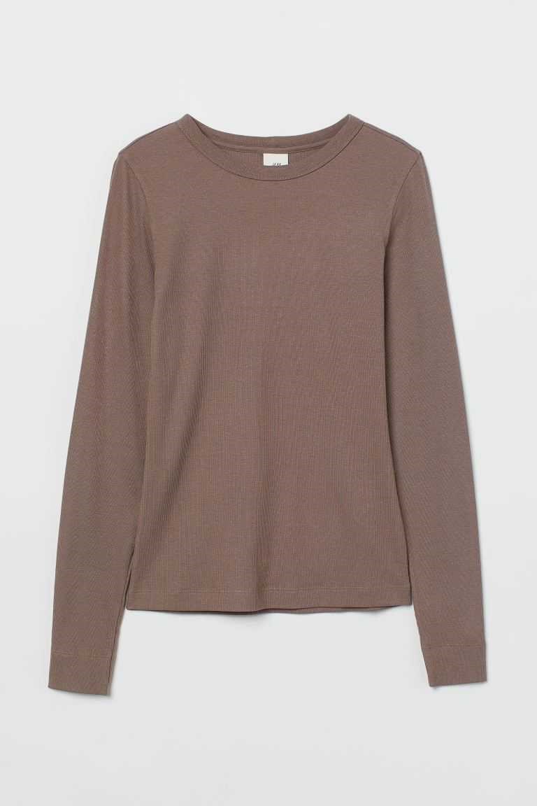 H&M Ribbed Modal-blend Women's Tops Dark Taupe | UERICYJ-64