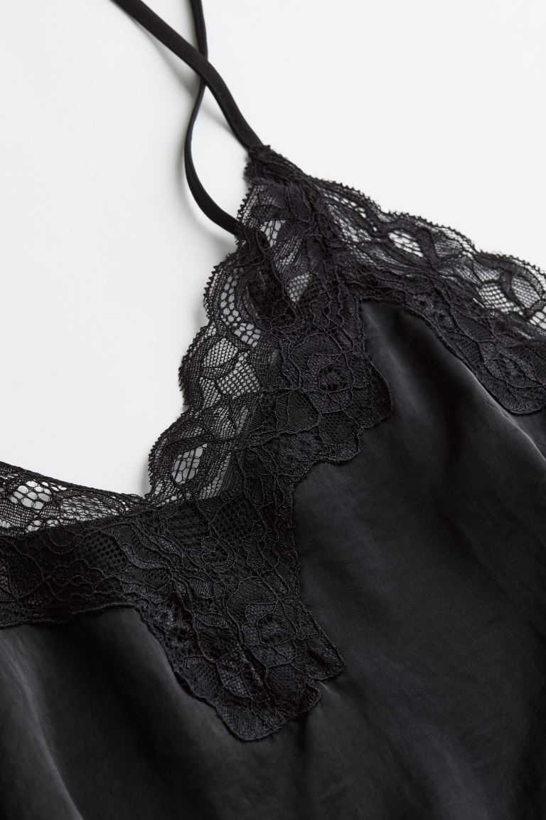 H&M Satin Nightgown Women's Sleepwear & Loungewear Dark Purple/Patterned | LKGTXUM-68