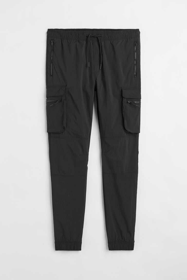 H&M Skinny Fit Nylon Cargo Joggers Men's Pants Dark Gray | GMIFTVN-79