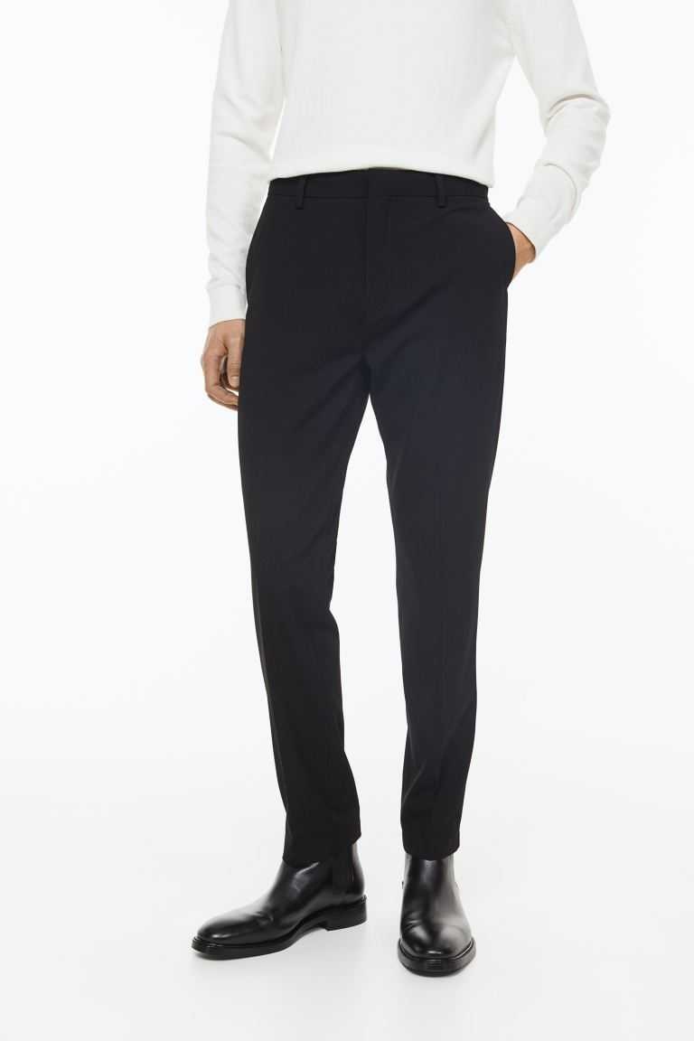 H&M Slim Fit Men's Pants Dark Blue/Brown Checked | HZGQRFL-87