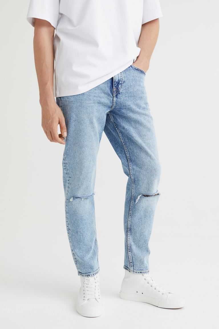 H&M Slim Tapered Cropped Men's Jeans Dark Denim Gray | JLDMBHQ-09