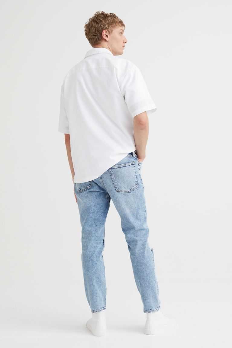 H&M Slim Tapered Cropped Men's Jeans Dark Denim Gray | JLDMBHQ-09