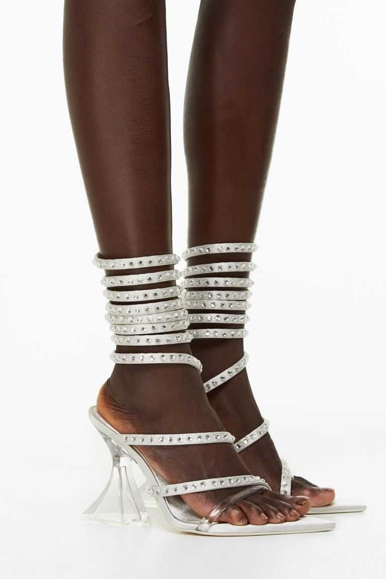 H&M Sparkly Women's Gladiator Sandals Silver-colored | OXBJTFK-59