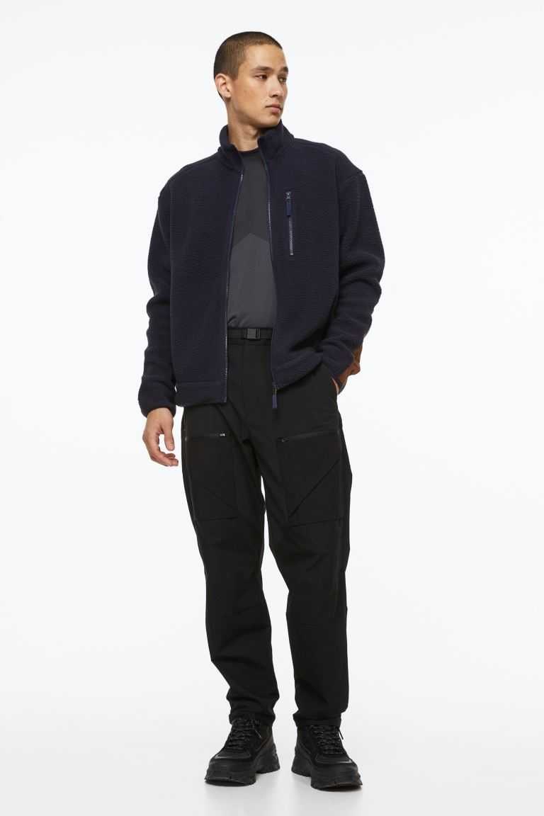 H&M Teddy sports Jackets Men's Sportswear Navy Blue/Brown | OUWKIEB-95