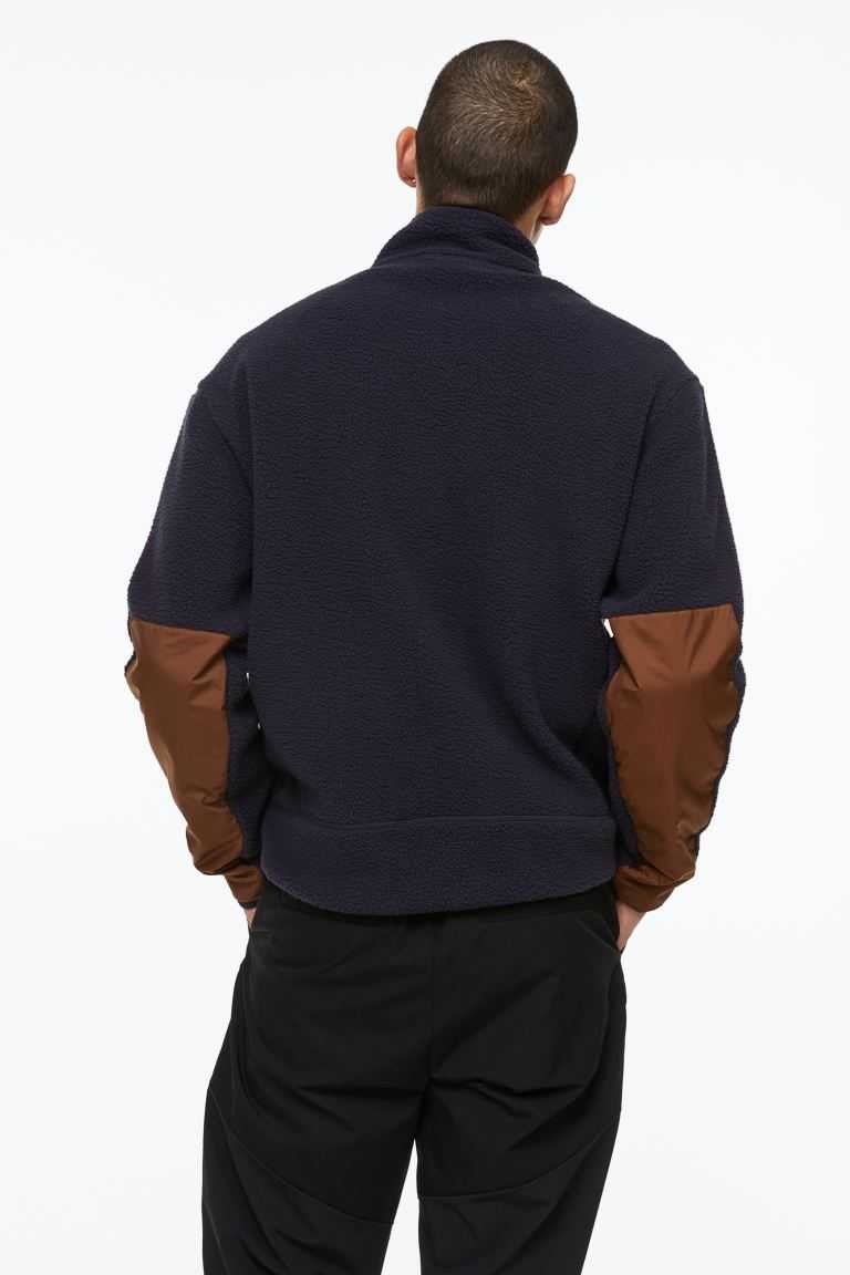 H&M Teddy sports Jackets Men's Sportswear Navy Blue/Brown | OUWKIEB-95