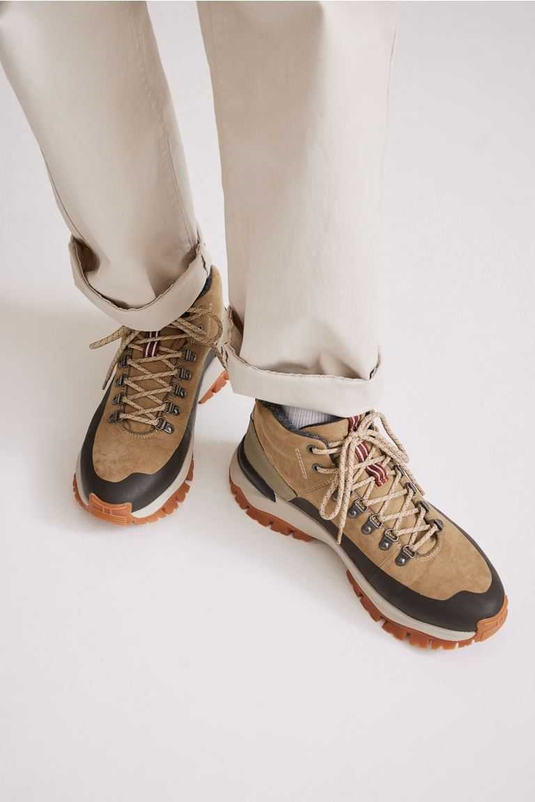 H&M Trekking Boots Men\'s Hiking Boots Beige/Color-block | YUVFSWO-01