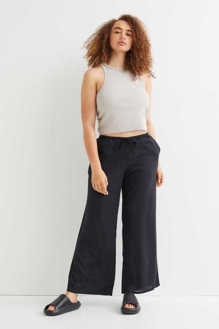 H&M Wide-leg Pants Women\'s Plus Sizes Black | TSNMYFA-39