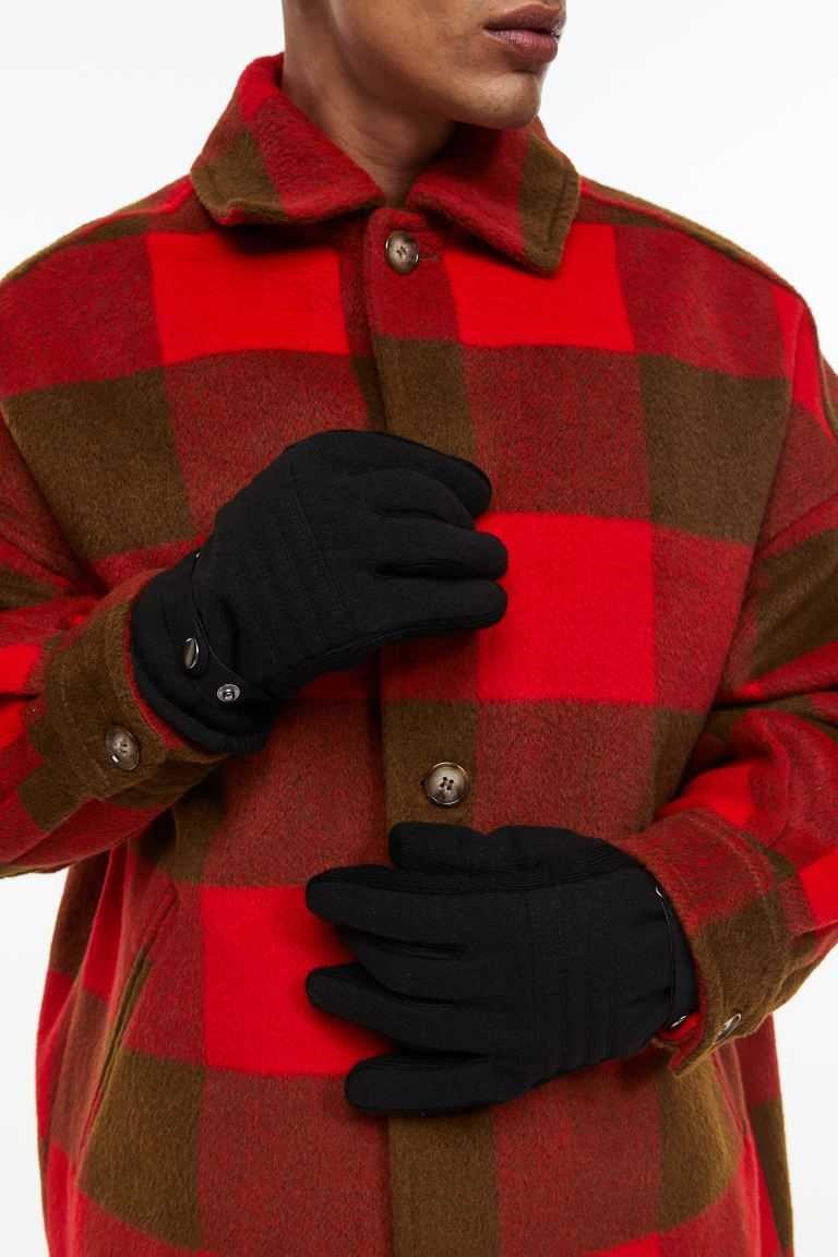 H&M Wool-blend Men's Gloves Black | XPZKGHM-14