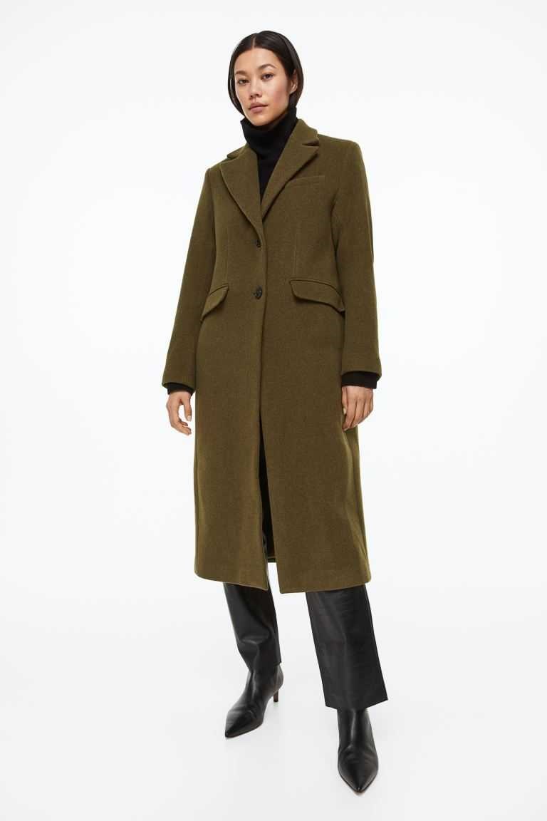 H&M Wool-blend Women\'s Coats Dark olive green | OFPHSCX-40
